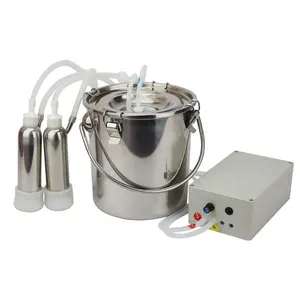 Portable Pulsation Automatic Stopping Milker 5L Single Bucket Piston Vacuum Pump Cow Goat Milking Machine