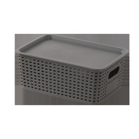 Vente en gros Boîte de rangement de bureau de cuisine simple même style couvercle en bambou rotin à carreaux Produit Catégorie Paniers de rangement