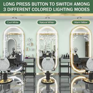 CF, marco de aluminio dorado ovalado, espejos Led montados en la pared, <span class=keywords><strong>espejo</strong></span> completo, <span class=keywords><strong>baño</strong></span> de Hotel, <span class=keywords><strong>baño</strong></span>, <span class=keywords><strong>espejo</strong></span> Led de longitud completa con luz - Product Image 4