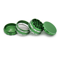 Broyeur à herbes en gros de 63 mm à coupe diamantée avec 4 couches en alliage d'aluminium et motif rayé argenté, broyeur à tabac en vrac