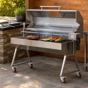 <span class=keywords><strong>Asador</strong></span> <span class=keywords><strong>de</strong></span> <span class=keywords><strong>Carbón</strong></span> <span class=keywords><strong>de</strong></span> Acero Inoxidable con Tapa para Asar Cordero Entero, <span class=keywords><strong>Asador</strong></span> <span class=keywords><strong>de</strong></span> Cerdo con Ruedas - Product Image 1