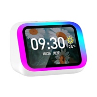 Nouvelle enceinte intelligente avec assistant vocal IA, fond d'écran personnalisé, écran LED, réveil de bureau, fonction d'appel Bluetooth