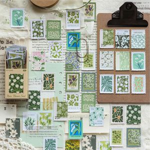 50 autocollants par boîte, série Fleur Bureau de <span class=keywords><strong>Poste</strong></span>, autocollants gaufrés type <span class=keywords><strong>timbre</strong></span> de boîte d'allumettes pour journal créatif DIY - Product Image 2