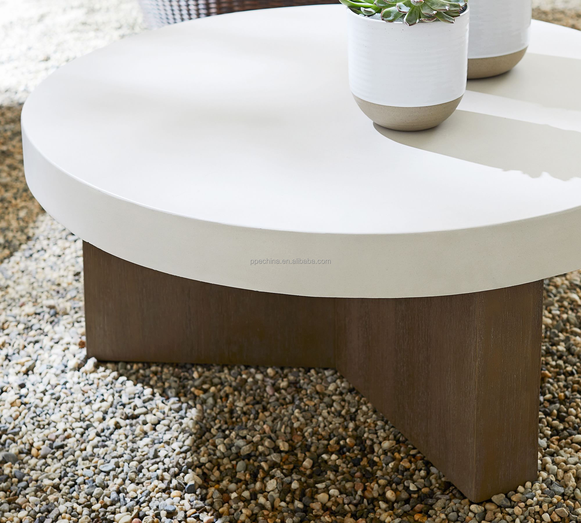 New arrival mix material garden furniture outdoor teak furniture cement table top round dining table coffee table