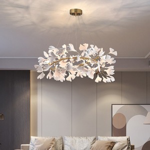 Modern Minimalist Ginkgo <b>Leaf</b> Chandelier for Living Room Artistic Staircase Decorative <b>Lights</b> for Duplex Apartments Villas - Product Image 2