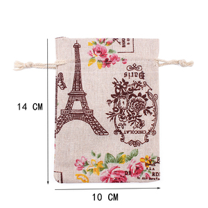 Bolsa <span class=keywords><strong>de</strong></span> Regalo Navideña <span class=keywords><strong>de</strong></span> Algodón Estampado con Cordón, Bolsa <span class=keywords><strong>de</strong></span> Viaje <span class=keywords><strong>de</strong></span> Lino y Algodón Floral, Embalaje Personalizado para Joyería - Product Image 6