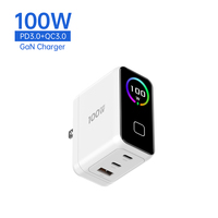 Hiffecient 100W GaN PD Schnelles Faltbares Netzteil USB-C Ladegerät mit TFT-Display für Tablet, Handy, Notebook, Computer