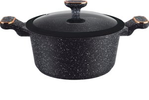 Ucclife-Juego de utensilios de cocina de diseño clásico, 10 piezas, Fondo de inducción fundido a presión, revestimiento de granito antiadherente, olla, borde de silicona, tapa de metal