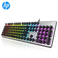 Clavier rond HP K500Y 104 touches USB rétroéclairage arc-en-ciel étanche panneau métallique clavier de jeu