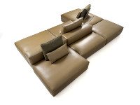 Ensemble de canapés modulaires italiens minimalistes en cuir véritable, extensibles et inclinables, de luxe, pour salon et villa