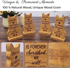 Cat Memorial Wood Plaque Sign <b>Desk</b> Decor Handcrafted <b>Rustic</b> Pet Tribute Indoor Home Office Decor - Product Image 3