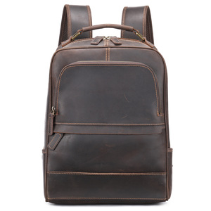 Dropshipping Shopify Men Genuine Leather Travel Backpack Retro Head Layer Cowhide <b>Computer</b> <b>Bag</b> Cross Border Business Daypack - Product Image 1