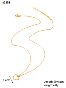 Collar de Cadena de Acero Inoxidable con Diseño de Corazón Único, Cadena de Eslabones, Joyería Elegante para Mujer - Product Image 5