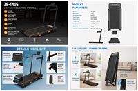 Tapis de course 2-en-1 pliable 2,5 CV avec moteur DC silencieux, écran LED et inclinaison manuelle – Équipement de gym à domicile
