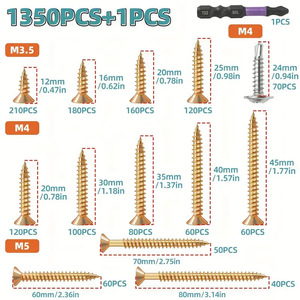 Cross Border Screw Set 1350Pcs M3.5 M4 M5 Phillips Countersunk Self Tapping Drywall Screws Carbon Steel Zinc Plated - Product Image 1