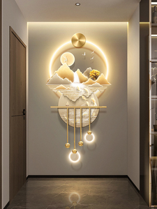 Pittura decorativa del foyer nove <span class=keywords><strong>pesci</strong></span> diagramma LED paesaggio appeso dipinto <span class=keywords><strong>di</strong></span> lusso leggero acqua che genera ricchezza - Product Image 2