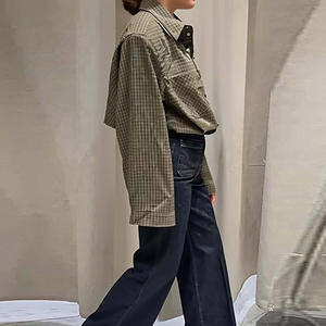 Blusa de Mujer Estilo Informal, Holgada, Clásica, con Estampado a Cuadros Retro, para Otoño y Primavera, Ideal para Oficina, Negocios y Uso Diario - Product Image 4