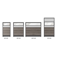 2 Person L Shaped Cubicles Full Board and Half Glass Partition Privacy L-Shaped Workstations Powered Cubicles with Storage