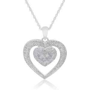 Collar de Compromiso para Mujer Jewelspaark, Plata de Ley, Corte Corazón, Diamante Blanco Natural de 1.12 Ct, Bañado en Rodio - Product Image 1