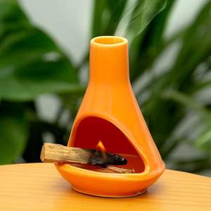 Plateau <span class=keywords><strong>de</strong></span> combustion en céramique blanc et orange pour Palo Santo du Pérou, brûleur d'encens portatif, support pour <span class=keywords><strong>sauge</strong></span> et Palo Santo - Product Image 5