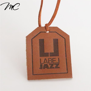 Custom  private logo brown leather label hang tag for handbag luggage jeans hat baseball cap  swing tags patch label - Product Image 2