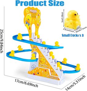 Battery Operated Plastic Auto Stair Climbing <b>Sliding</b> Railway Track Play Set 3 Ducks Roller Coaster Slot Toy With Light and Music - Product Image 3