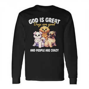 T-shirt à manches longues avec image graphique God Is Great Dogs Are Good, taille S - Product Image 3