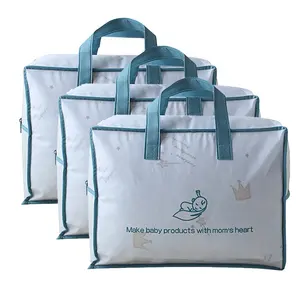 Logo yorgan tekstil çanta ile alışveriş battaniye yorgan toz torbası için Zip lüks toz saklama torbaları ile setleri