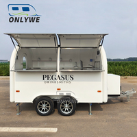 Remolque de Comida Completamente Equipado ONLYWE, Remolque de Catering, Camión de Comida, Remolque de Comida Color Blanco Crema, Helados, BBQ, Café, Hot Dogs