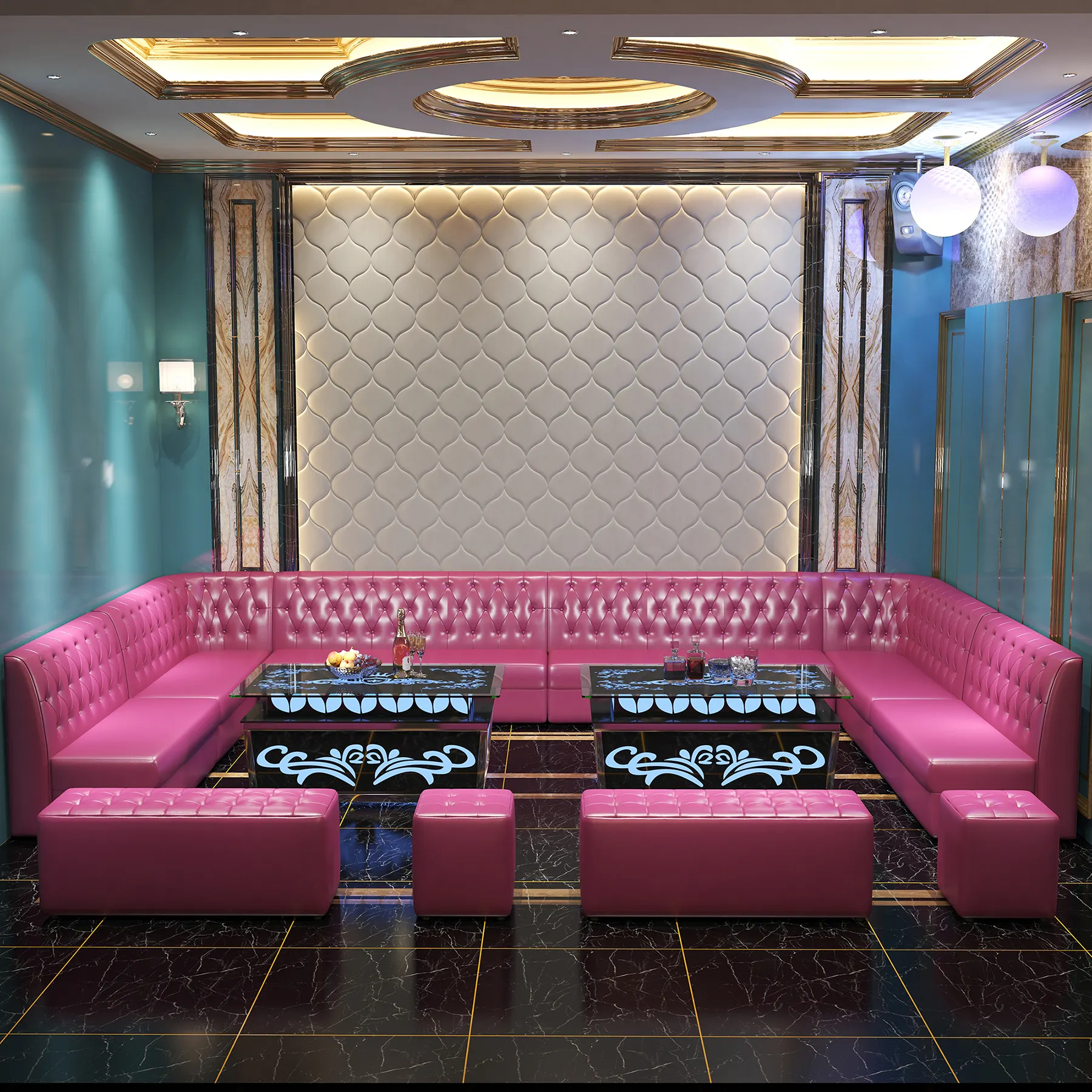 Customized KTV Sofa Nightclub Karaoke Bar Beer U Shape Lounge Hookah Leather Couch Bar Furniture