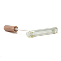 Tube vide en plastique de haute qualité pour rouge à lèvres/brillant à lèvres, forme ronde, sérigraphié, couleur personnalisée, rose transparent, cosmétique