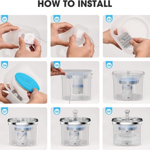 Fontaine à eau automatique pour animaux de compagnie, distributeur d'eau pour chat et chien en acier inoxydable avec filtre, conception détachable, alimenté par USB - Product Image 2