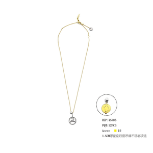 Collana con Ciondolo Zodiacale Bifacciale da 1,5 cm in Acciaio Inossidabile per Donna - Product Image 1
