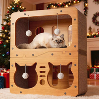 Maison pour chat en bois intégrée durable, anti-chute, toutes saisons, structure d'escalade verticale pour animaux, jouet solide et résistant aux griffures pour chat