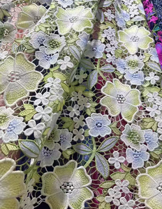 アフリカ100% ポリエステルギプールコードレース生地5ヤードビンテージ花柄刺繍ブライダルホワイト色花柄コードレース - Product Image 5