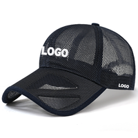 Casquettes de baseball ajustées en maille respirante à visière longue pour l'été, vente en gros, logo personnalisé, casquette de sport à 6 panneaux et visière incurvée