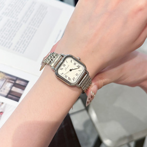 Reloj popular para mujer, reloj de cuarzo cuadrado único con correa de acero inoxidable - Product Image 6