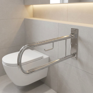 Barre d'appui pliante blanche en forme de U pour toilettes, rail de sécurité pour transfert en fauteuil roulant, bain accessible - Product Image 6