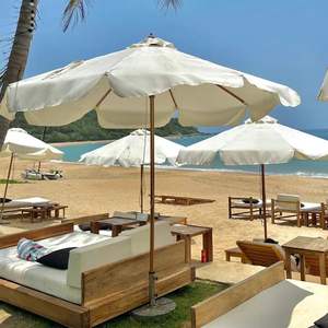 Ombrellone da Giardino in Legno con Logo, Antivento, <span class=keywords><strong>per</strong></span> Balcone e Spiaggia, Parasole da Esterno con Frange - Product Image 2