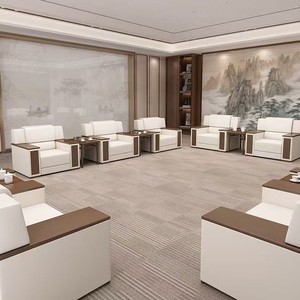 Mibo Furniture Office Sofa Set Pu Leather <b>Single</b> Seat Conference Room Reception Sofa Chinese Style Business Meeting Furniture - Product Image 3
