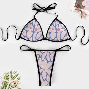 Conjunto de 2 piezas de bikini de cintura alta de moda para viajes a la playa y diversión de verano hecho de Spandex/nailon - Product Image 3