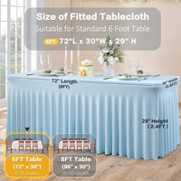 Jupe de Table en Polyester Extensible Infroissable 4/5/6/8 Pieds Installation Facile pour Décoration de Mariage Fête Vente en Gros Lot