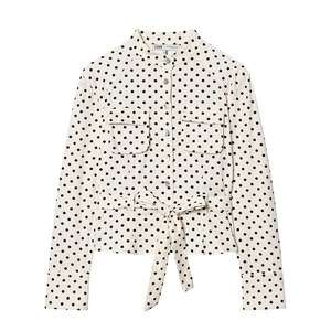 PB&ZA Wanita 2026 Musim Panas Gugur Jaket Polkadot Retro Lengan Panjang Kerah Tegak Jaket Kasual Mantel Bernapas - Product Image 2