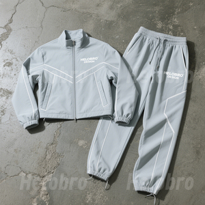 Completo Sportivo Unisex in Nylon con Zip, <span class=keywords><strong>Pantaloni</strong></span> Morbidi Effetto Stropicciato e Polsini Elastici, Giacca Antivento - Product Image 2