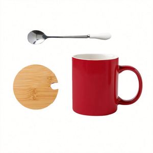 Design High Quality Wholesale <b>Cute</b> Ceramic <b>Mug</b> Coffee Tea <b>Mug</b> Porcelain <b>Mug</b> with Lip and Spoon for Drinking - Product Image 4