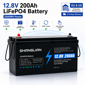 แบตเตอรี่ EU 12.8V 200Ah อุปกรณ์ไฟฟ้า 12V 2.56kWh ชุดแบตเตอรี่ลิเธียมสำหรับเรือ พลังงานแสงอาทิตย์ ระบบสำรองไฟแบบออฟกริด - Product Image 1