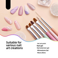 Lot de 6 pinceaux pour nail art, outils multifonctions pour la décoration des ongles, avec applicateur de strass, stylo à cire pour points et pinceau liner pour gel, pour salon et DIY