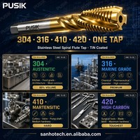 DIN371 DIN376 6H HSS-E M35 Kobalt TiCN Berlapis Anti Lengket INOX SS304 SS316 Baja Tahan Karat Tap Mesin Spiral Flute untuk Lubang Buta