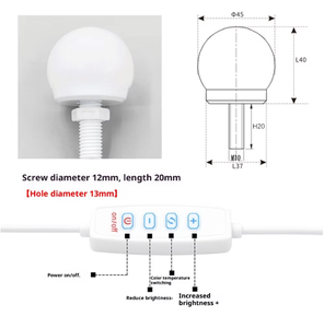 12 ampoules LED modernes pour miroir <span class=keywords><strong>de</strong></span> maquillage avec contrôle tactile USB, intensité réglable, indice <span class=keywords><strong>de</strong></span> protection IP33, lampe murale pour <span class=keywords><strong>salle</strong></span> <span class=keywords><strong>de</strong></span> <span class=keywords><strong>bain</strong></span> et coiffeuse - Product Image 2