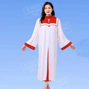 2024 vestido de coro de iglesia de manga larga Mujer ropa de canto batas de coro gratis - Product Image 2